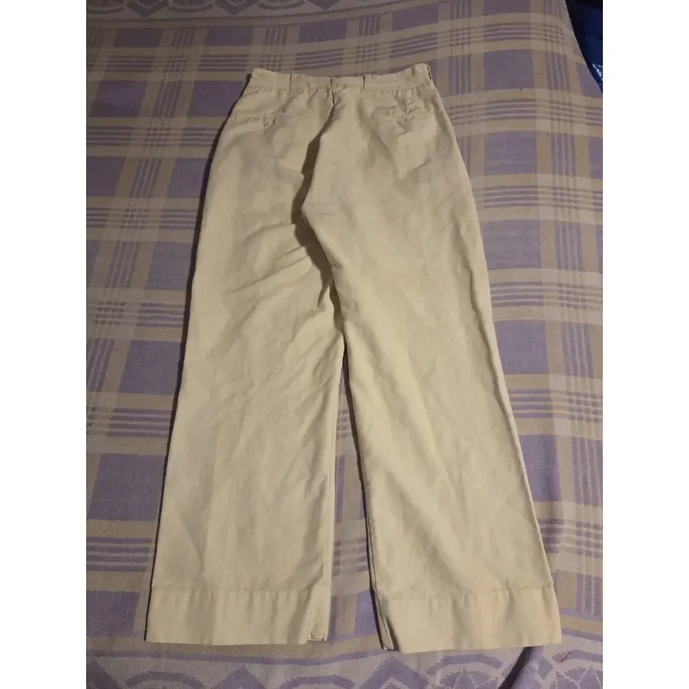 Vintage 1940s Palm Beach Gabardine Rayon Pleated Trouser Linen Pants Size 29x28